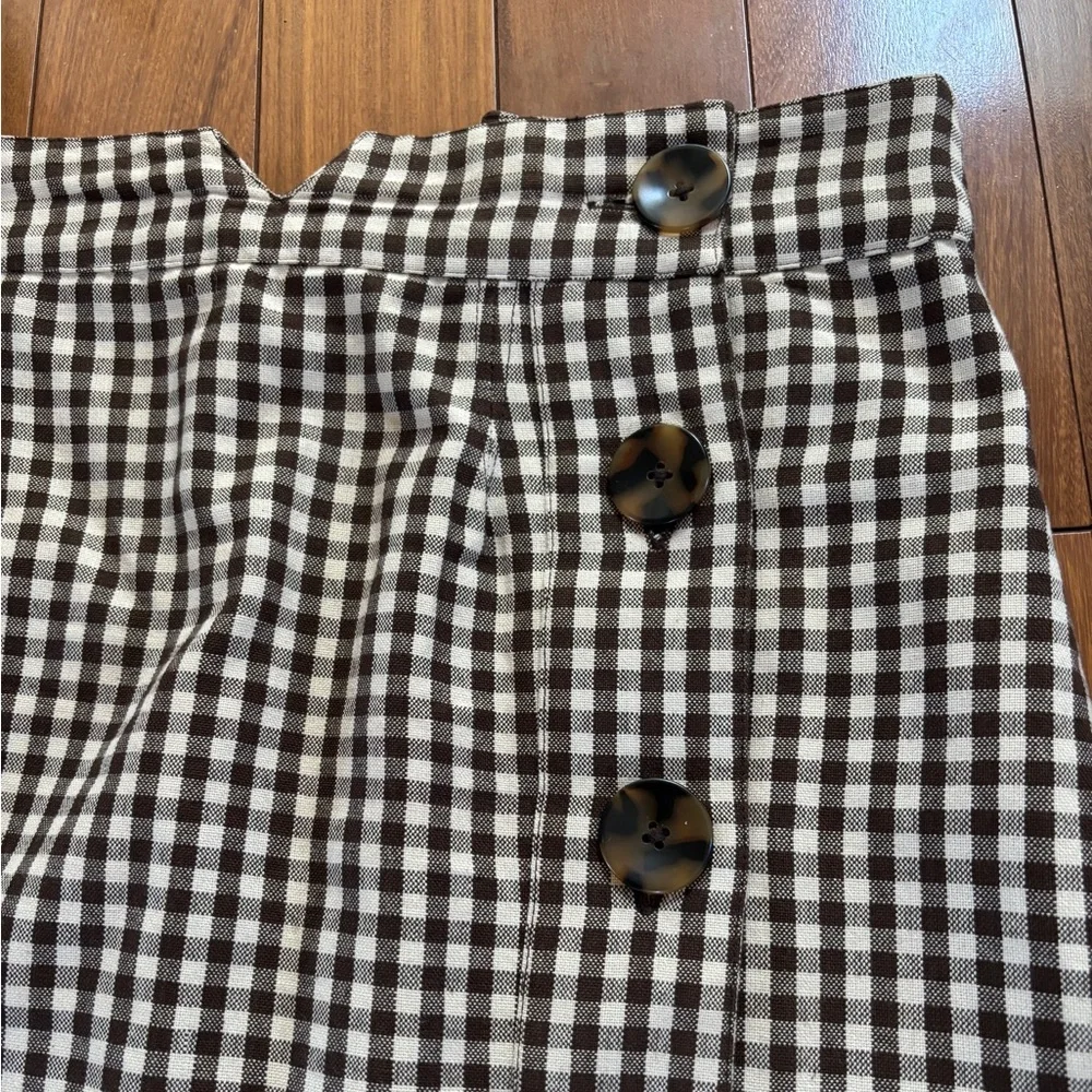 Brown Gingham Button-Down Skirt - Picture 5 of 7